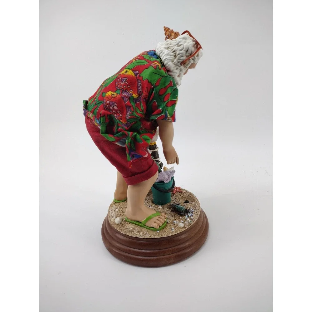 Kurt S Adler Fabriche Beach Santa Shell Tropical Hawaiian Christmas Figurine